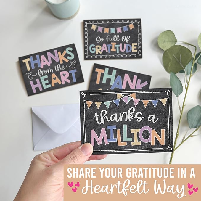 Hadley Designs Bulk Thank You Cards with Envelopes - 54 Kids Thank You Cards For Teachers, Cute Thanks Blank Cards and Envelopes, Fun Appreciation Note Card for Birthday, Baby Shower & Small Business