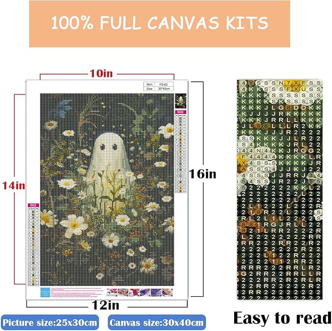 Eterkosu Ghost Diamond Art Painting Kits for Adults,5D DIY Halloween Diamond Art Paint with Diamonds for Home Decor,Horror Full Drill Diamond Dots Painting for Adults Beginners Gem Art Pictures