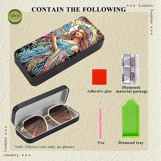 Leatrice Diamond Art Kits for Adults Small Diamond Painting Kit Gem Art Paint by Diamonds Dot Eyeglasses Case 5d Diamond Art DIY for Beginner Women Beauty