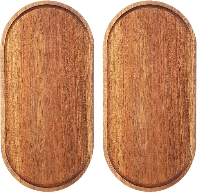 Wood Serving Trays 12x5.5 Inch Charcuterie Boards Oval Wooden Plates Wood Serving Platter Cheese Dinner Plates Bulk for Dessert Snack Bread Fruit Appetizer Dishes (12" x 5.5"_2 Pack)
