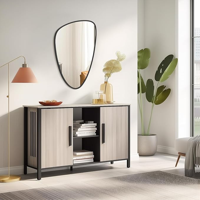 WallBeyond Asymmetrical Mirror, Irregular Wall Mirror, Wall Mirrors Decorative for Bedroom Living Room entryway Hall, Wall Mirror for mid Century Modern Decor 31" H x 20" W, Black