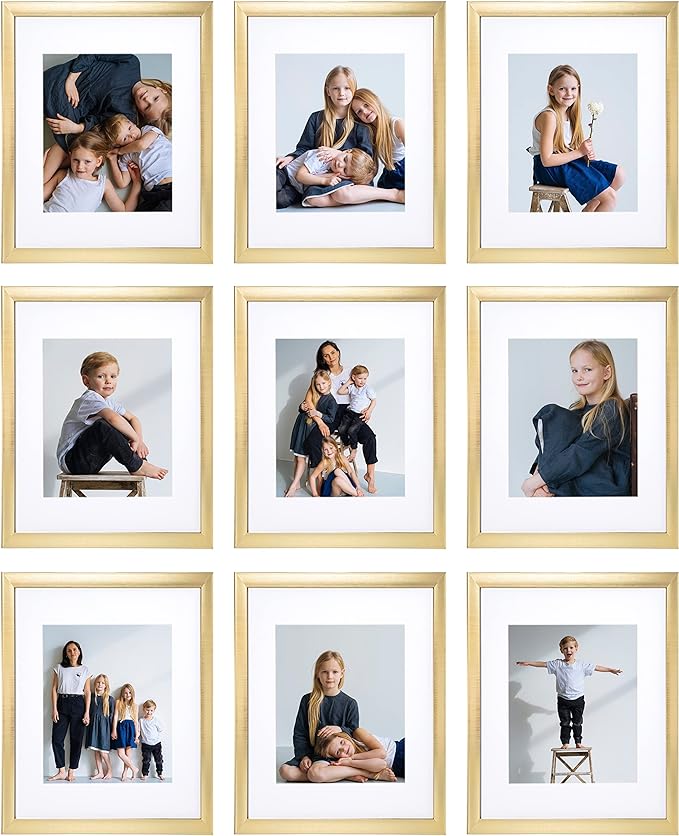 Sheffield Home 9 Piece Gallery Wall Frame Set, 11x14 Inch, Gold