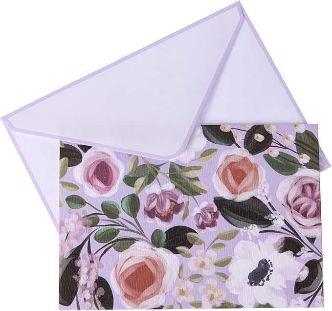 Graphique Painted Floral Cards | Pack of 16 Cards with Envelopes | Blank Inside | All Occasion Greetings | Family and Friends | Boxed Set | 3.25" x 4.75"