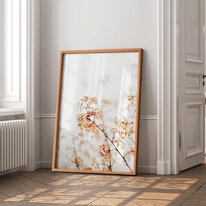 24x30 Poster Frame, USA-Sourced Natural Cherry Wood Picture Collage Frame with HD Tempered Glass, Modern Simple 24 x 30 Wooden Photo Frame Matted to 18x24, Vertical & Horizontal Wall Hanging Display