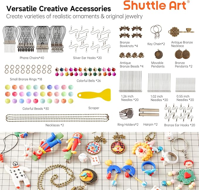 Shuttle Art 112 Colors Polymer Clay Kit, Oven Bake Clay for Kids, 20 Sculpting Tools, 16 Accessories, Non-Toxic, Non-Sticky DIY Crafts for Kids Adults
