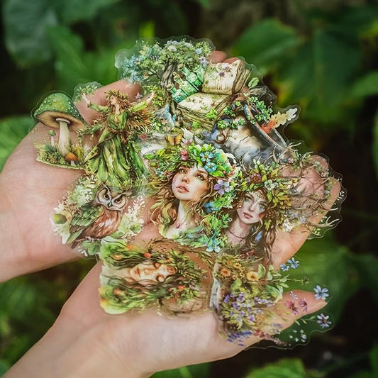 180 PCS Mystical Forest Witch Scrapbook Stickers - Waterproof Clear Witch Stickers for Junk Journals, Scrapbooks, Planners