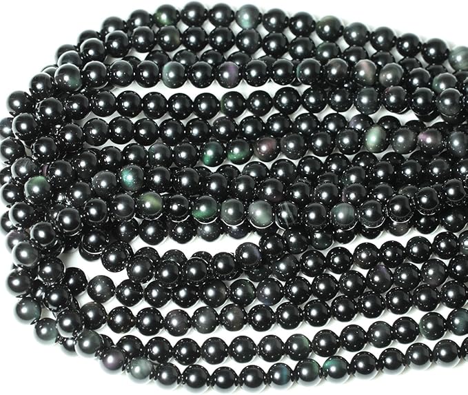 45PCS 8mm Natural Black Obsidian Gemstone Round Loose Beads Crystal Energy Stone Healing Power for DIY Jewelry Making 1 Strand 15"