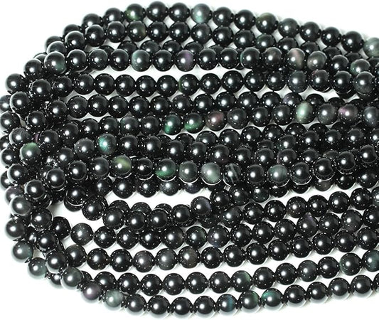 45PCS 8mm Natural Black Obsidian Gemstone Round Loose Beads Crystal Energy Stone Healing Power for DIY Jewelry Making 1 Strand 15"
