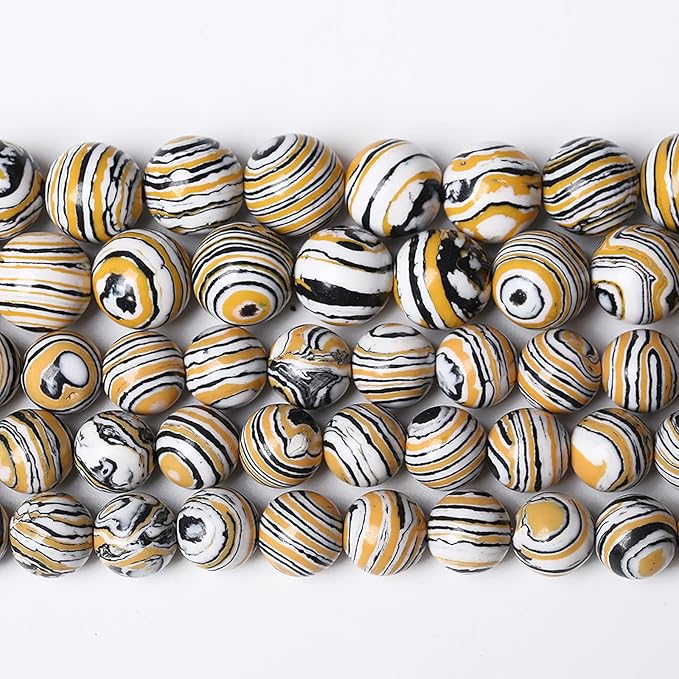 120pcs 6mm Natural Yellow Malachite Beads Round Loose Spacers Beads for Jewelry Making DIY Bracelets Necklace 2 Strand 32"