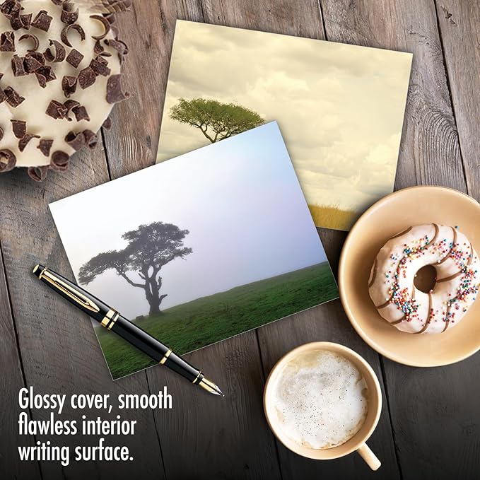 The Best Card Company - 20 Landscape Nature Note Cards Blank (4 x 5.12 Inch) (10 Designs, 2 Each) - Timeless Trees AM9524OCB-B2x10