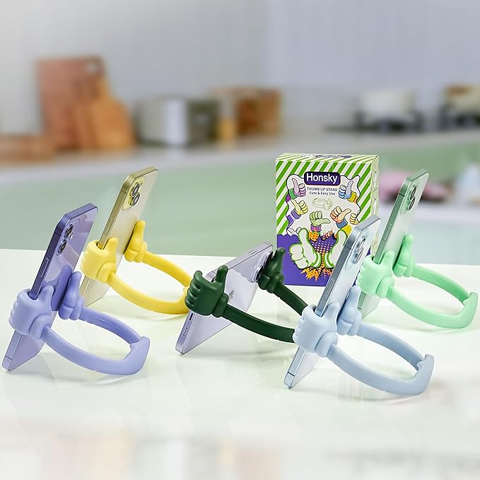 Honsky Cell Phone Stand Holder, Thumbs Up Lazy Phone Stand, Universal Adjustable Flexible, Cute Perfect Stocking Stuffers Gifts for Teen Girls, Compatible with Cell Phones & Tablets,Light Purple