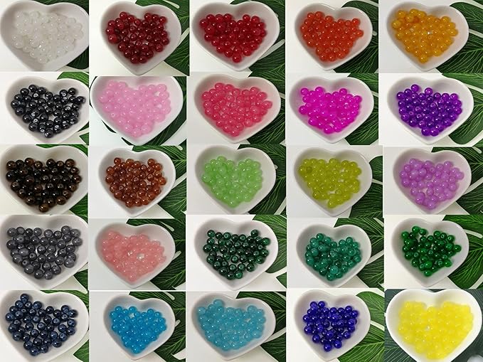 Pamir Tong 1000PCS 8mm Glass Round Beads Bulk， Imitative Jade Beads, Bracelet Loose Beads for Jewelry Making Earring, Necklaces, and DIY Crafts