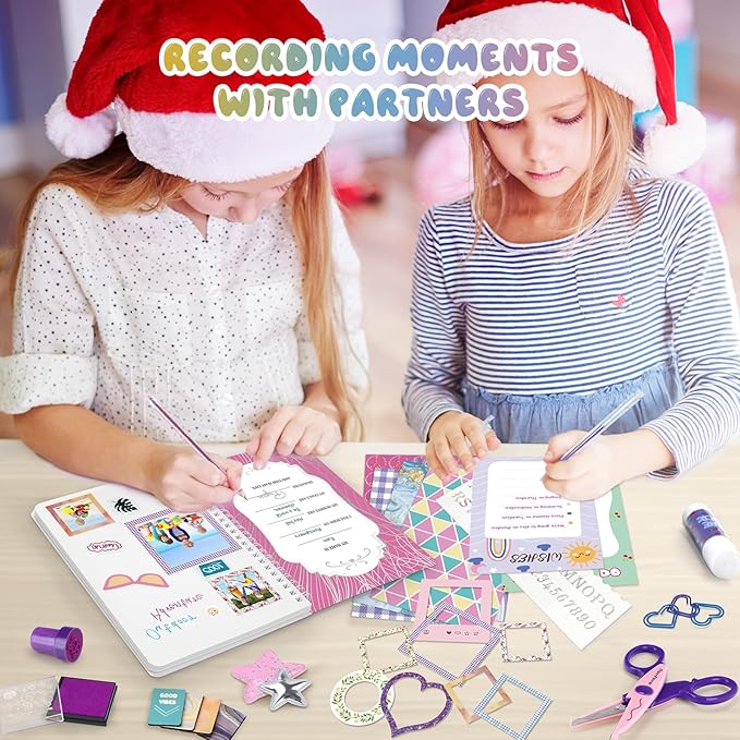 PERRYHOME 2-Pack DIY Journal Kit for Girls - 200+Pcs Journal Set for Tween & Teen Girls, Journaling Art & Crafts Kits, Christmas Gifts for 8 9 10 11 12 13 14 Year Old Girl,Scrapbook&Diary Supplies Set