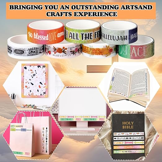 Janlaugh 24 Rolls Christian Washi Tape Gifts Bulk Religious Inspirational Scripture Supplies Bible Verse Tape for Bible Study Journaling Crafting Christmas Stocking Stuffers Gift (Vintage)