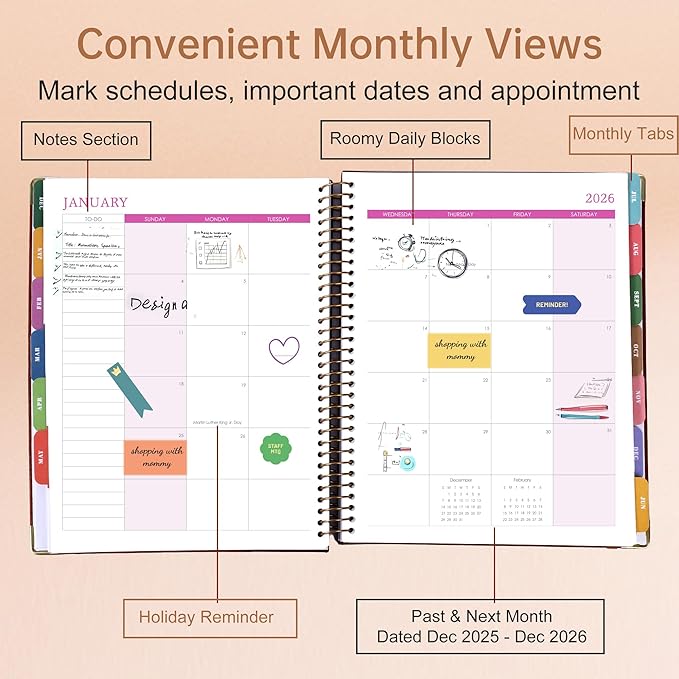 Yoment 2026 Planner Weekly and Monthly 8.5"x11" Large Hardcover Planner from Dec 2025 - Dec 2026 13 Months Calendar Academic Planners for Women Men Agenda Daily Weekly Yearly Planning with Tabs, Tree