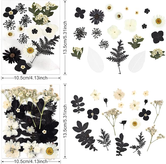 DALARAN Black Dried Pressed Flowers for Resin Molds, Bulk Real Natural Dry Floral for DIY Art Crafts, Epoxy Jewelry, Candle, Nails Decor, Phone Case,Soap Making