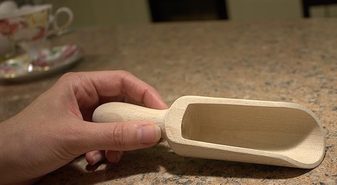 efo Large Wooden Scoop Set of 3 – Rustic Bathsalt Scoop - Multipurpose Wooden Spoon - Wood Salt and Spice Scoops – Stylish Wooden Candy Spoon - Washing Powder Scoops - 3 pcs, size 6.7" / 17cm