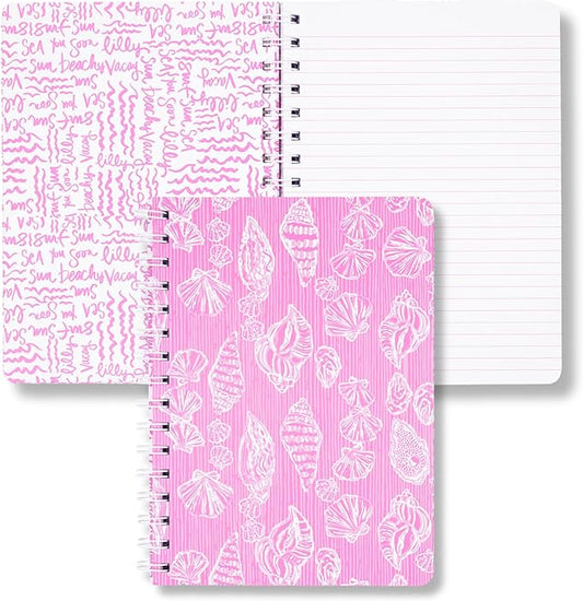 Lilly Pulitzer Hardcover Mini Spiral Notebook, 8.25" x 6.5" Small Journal with 160 College Ruled Pages (Rousseau Pink Cute as Shell)