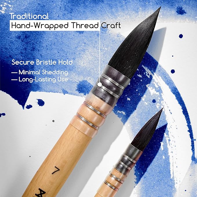 MEEDEN Watercolor Brushes Professional - 4 Pack Synthetic Squirrel Hair Artist Paint Brushes Set with Beech Wood Handle Great for Artists Hobbyists