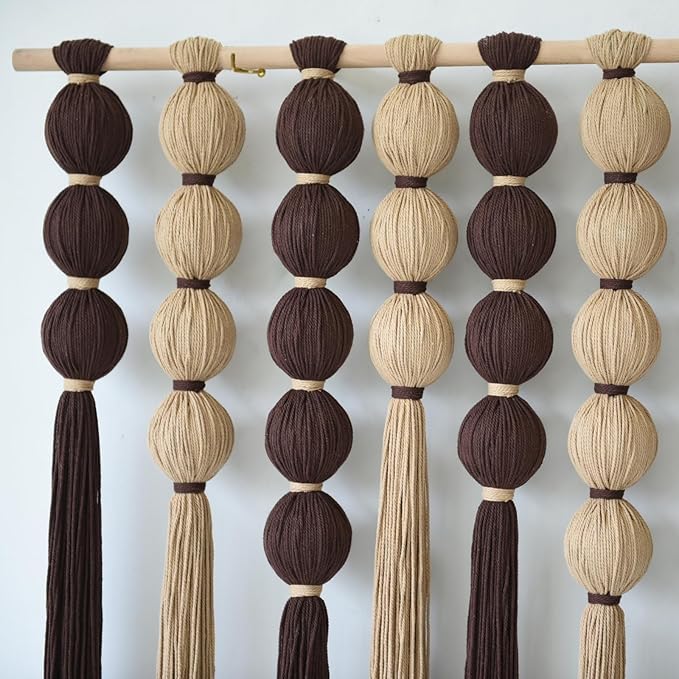 IOWER Macrame Wall Hanging Large Boho Wall Decor Natural Brown Khaki Sphericity Cotton Textile Fiber Yarn Wall Art Handmade For Livingroom Bedroom Wedding Party 39" Wx39 L