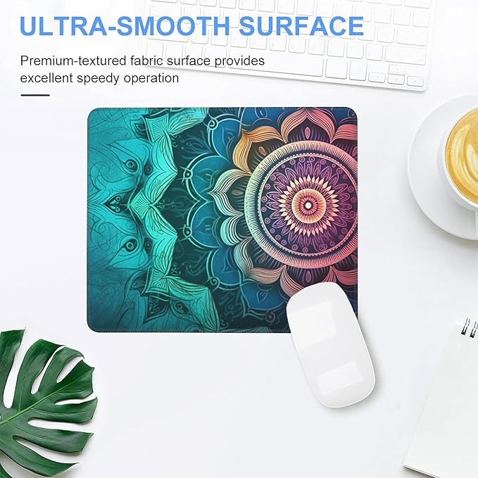 Mouse Pad, Vintage Art Mandala Flower Mouse Pads for Desk,Soft Computer Mouse Mat Square Waterproof Non-Slip Rubber Base Gaming MousePads for Women Men,Laptop,Office