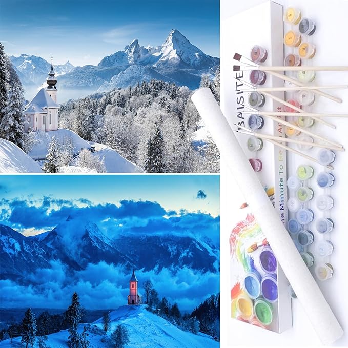BAISITE Paint by Numbers Kit for Adults Beginners,16" Wx12 L 2 Pack Canvas for Painting Kits for Adults in Colorful Box-BAIPBN619-620
