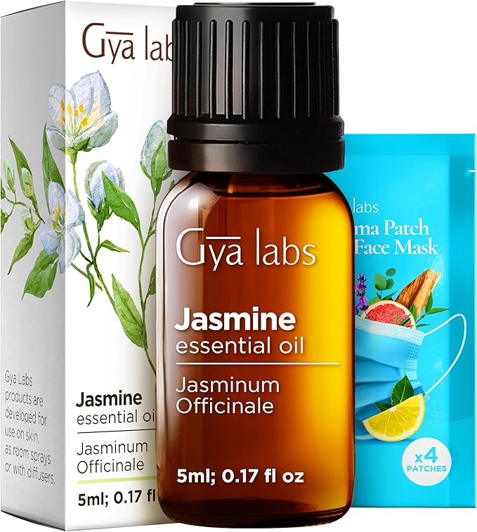 Gya Labs Jasmine Essential Oil - 0.17 Fl Oz - for Hair, Skin, Diffuser, Aromatherapy & DIY Candle Making Scent