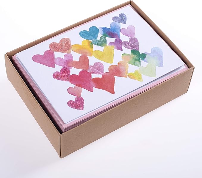 Graphique Boxed Cards, Love in Color – Includes 16 Cards with Matching Envelopes and Storage Box, Cute Stationery Made on Durable Cardstock, Cards Measure 3.25” x 4.75”