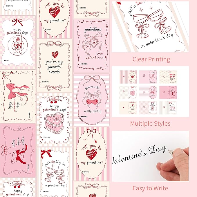 Galentines Day Cards Set for Girls, 36 Pcs Aesthetic Galentine’s Day Cards with Envelopes and Heart Stickers, Cute Galentine Gifts for Friends Girl Groups Classroom Exchange