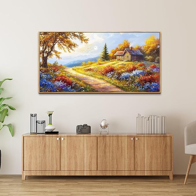 KELIYUAN Large Wall Decor For Living Room Framed Canvas Wall Art For Farmhouse Office Mural For Bedroom Landscape Painting Print Artworks Pictures Dining Room Kitchen Modern Home Decor 30"X60"