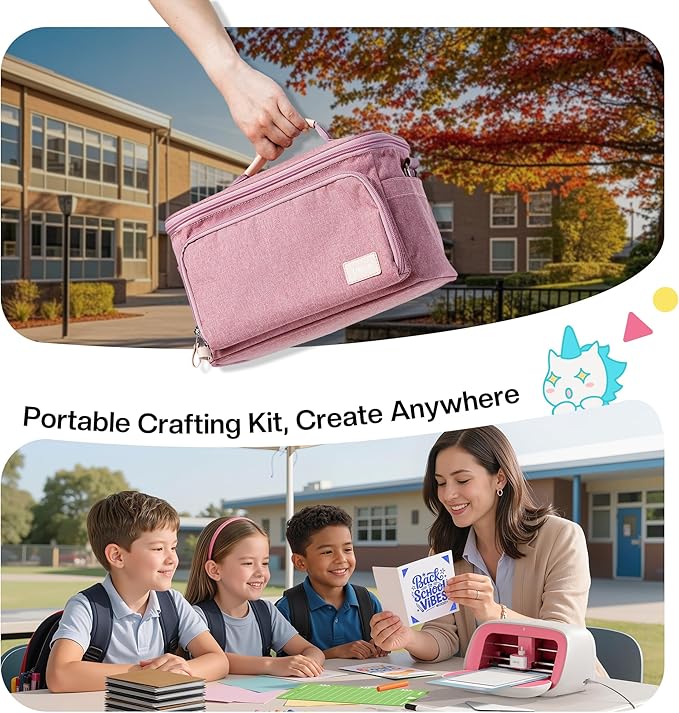 Vinyl Cutter Machine Cardstock Creator Bundle with Carrying Case & Accessories - Create a Sticker Machine, Portable Vinyl Printer for HTV, Cardstock and Creative DIY Joy