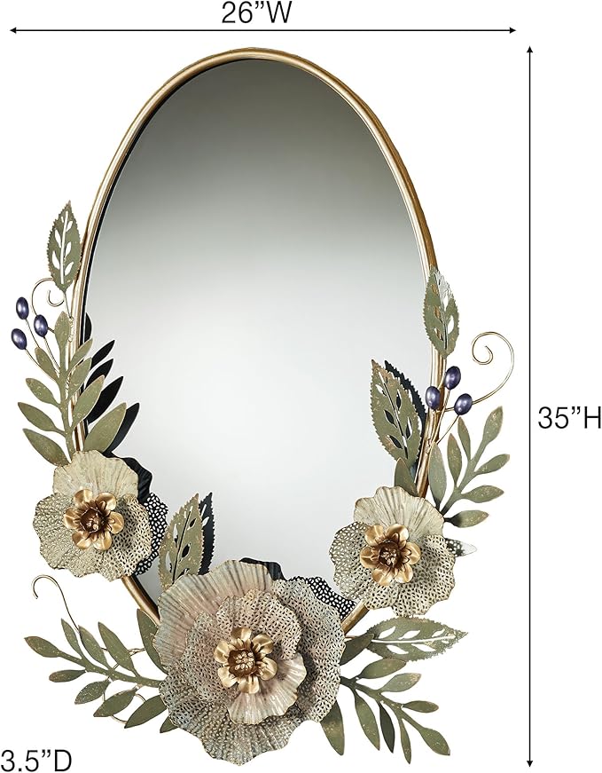 Touch of Class Forever Blooms Pastel Floral Oval Wall Mirror