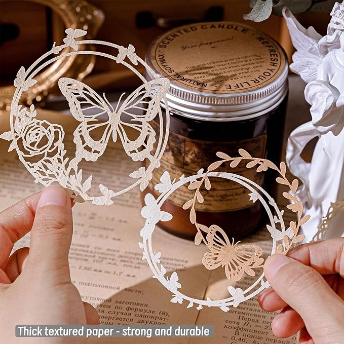60pcs Decorative Card Paper Frames for Scrapbooking, 6 Packs Flower Lace Wreath Cutouts, Die Cut Border Card for Cardmaking Junk Journals Collage Decoupage Art Crafts Project DIY