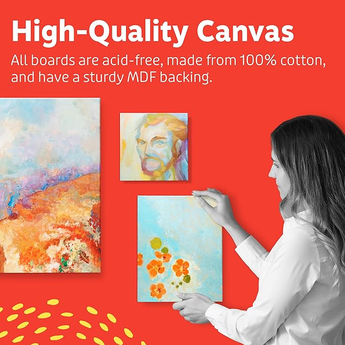 Artlicious Canvases for Painting - Pack of 12, 12 x 16 Inch Blank White Canvas Boards - 100% Cotton Art Panels for Oil, Acrylic & Watercolor Paint
