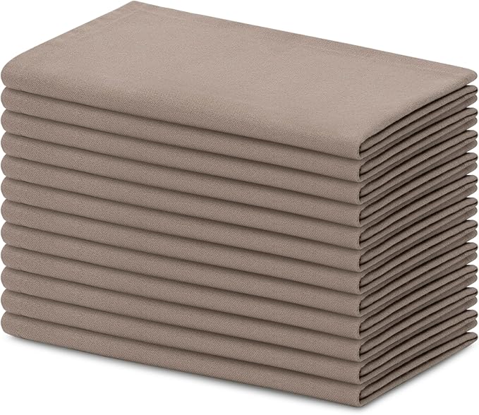 Blue Needles Solid Cloth Napkins Set of 12 Chocolate Brown 100% Cotton Dinner Napkins 18x18 inches - Soft, Reusable, Absorbent, Washable Linen Ideal for Christmas Events, Parties & Everyday Use