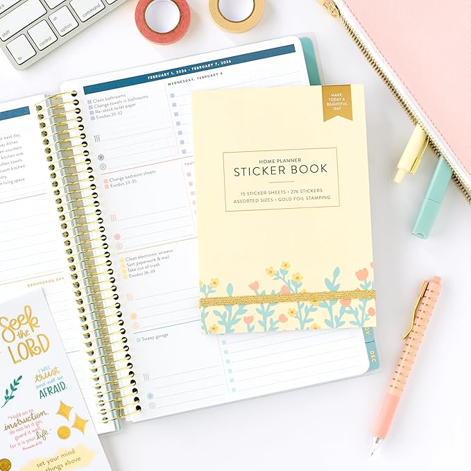 Faith Sticker Book | Pack of 15 | 276 Faith-Based Stickers | Assorted Sizes | 5x7 Sheets with Gold Foil Stamping | Inspirational Stickers for Bible Journaling, Prayer Notebooks, Planners