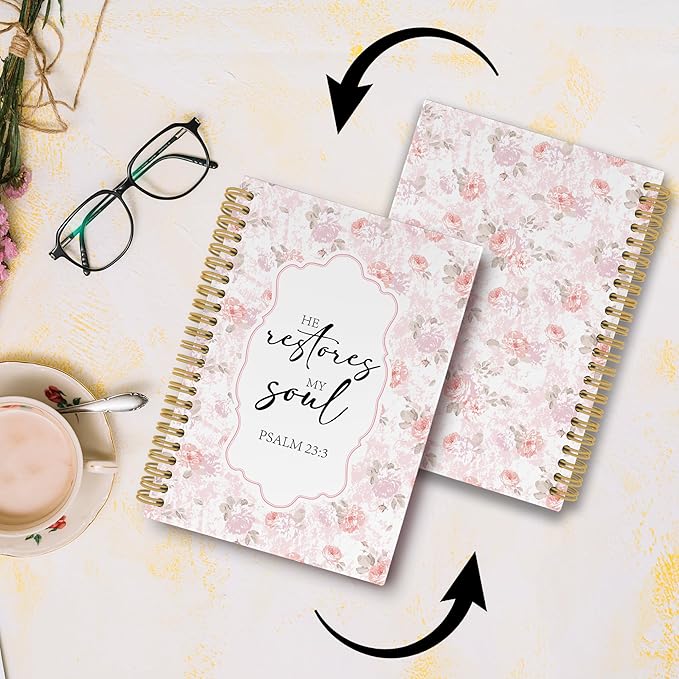 Pugwak Christian Journal Notebook - Watercolor Bible Verse Religious Scripture Notebooks College Ruled for Work School, Gifts for Women, Office Supplies, Hardcover Spiral Notebook 5.5"x8.3"