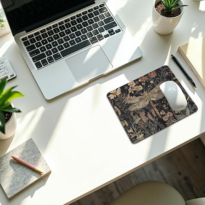 Vintage Moody Floral Fox Mouse Pad, Fox Lover Gifts, Dark Cottagecore Botanical Forest Animal Mouse Pads Mousepad for Home Office Dorm Computers Laptop Supplies Desk Accessories, 9.5x7.9 Inch