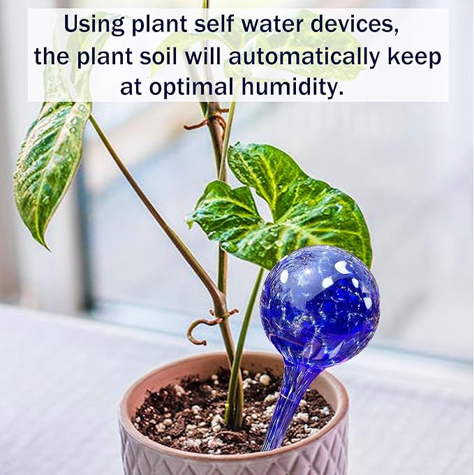 Plant Watering Globes - 6 Pack Colorful Glass Self Watering Bulbs for Plants, Automatic Plant Watering Devices for Indoor & Outdoor Use