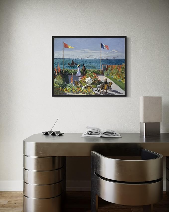 Garden at Sainte Claude Monet Wall Art Print Poster, Impressionist Painting Wall Art Wall Decor, for Bedroom and Living room Bathroom Decor 115 (Garden at Sainte, 16 x 20 inches, Black Frame)