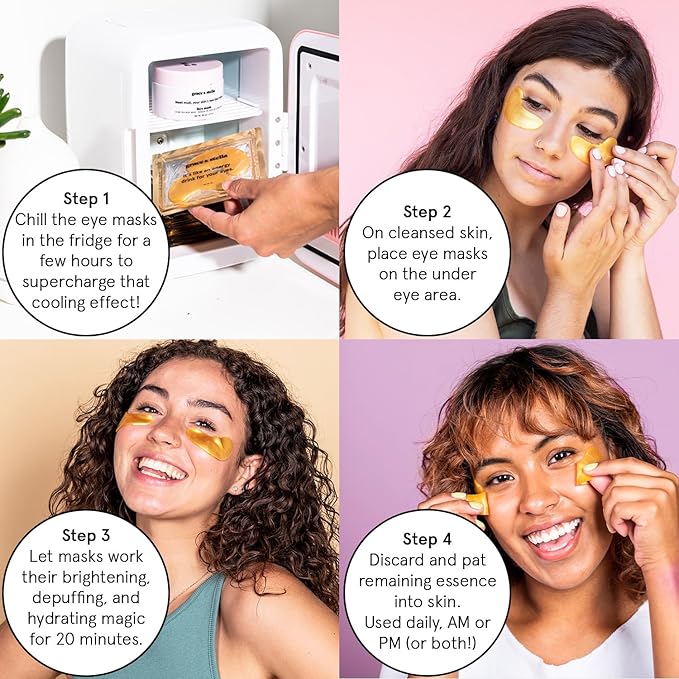 grace & stella Award Winning Under Eye Mask - Reduce Dark Circles, Puffy Eyes, Eye Bags, Wrinkles - Undereye Patches - Friendship Gifts for Women (Pink Eye Mask 48 Pairs + Hyaluronic Acid Serum 17ml)