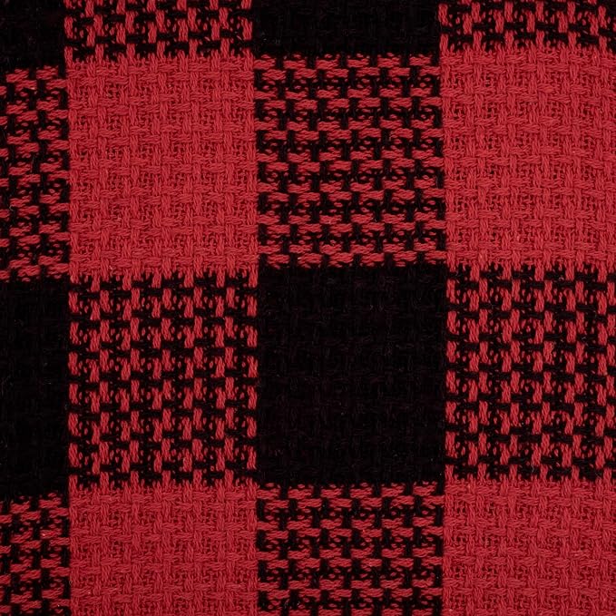 Sweet Home Collection Fine Cotton Blend Blanket Luxurious Weave Stylish Design Soft and Comfortable All Season Warmth, King, Buffalo Plaid Burgundy Black (Pack of 1)