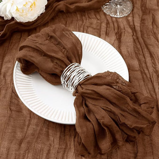 20 Pack Brown Cheesecloth Napkins Tan Spring Cloth Napkins Set of 20 Marron Dinner Napkins Bulk 21x21 Inches for Wedding Bridal Shower Baby Shower Valentine's Day