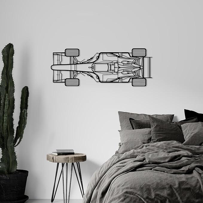 Formula Car Metal Wall Art, Sports Car Metal Silhouette, Formula Car Lovers Metal Wall Decor, Racing Gifts For Men, Minimalist Sculpture for Garage, Man Cave, Gift for Father's, (Black-45"x12.4" inch)