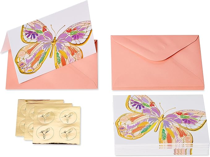 Papyrus Blank Cards with Envelopes, Bold Butterfly (12-Count)