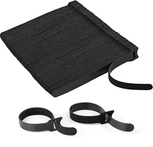 180PCS Reusable Cable Ties with Hook and Loop, Multi-purpose Adjustable 8 Inch Cable Management Wire Ties Cable Straps for Organizing Home, Office and Data Centers, Black