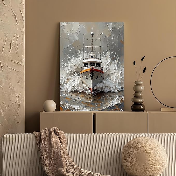 Painting by Numbers Kit for Adults Beginner,Ship Art Paint by Numbers Easy for Adults,Ocean Waves Adult Paint by Number Kits on Canvas,Number Painting Acrylic Oil Painting,Home Decor 15.7X19.7 Inch