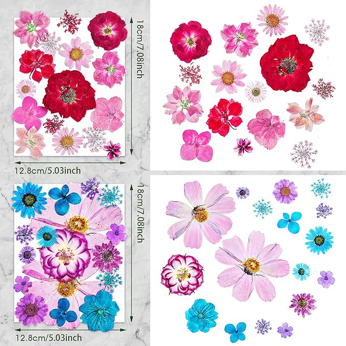 Nuanchu Dried Flower for Crafts Resin Pressed Flowers Bulk Real Dried Wildflowers Leave Natural with Tweezer for Scrapbooking Resin Mold Nail Soap Candle Cake Card Making DIY Christmas Craft Supplies