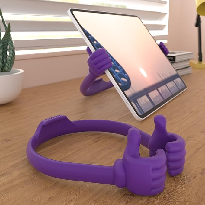 Honsky Adjustable Tablet Stand, Portable Phone Holder for Desk Bed - Multi-Angle Drawing Stand Compatible with All Tablets (Purple)
