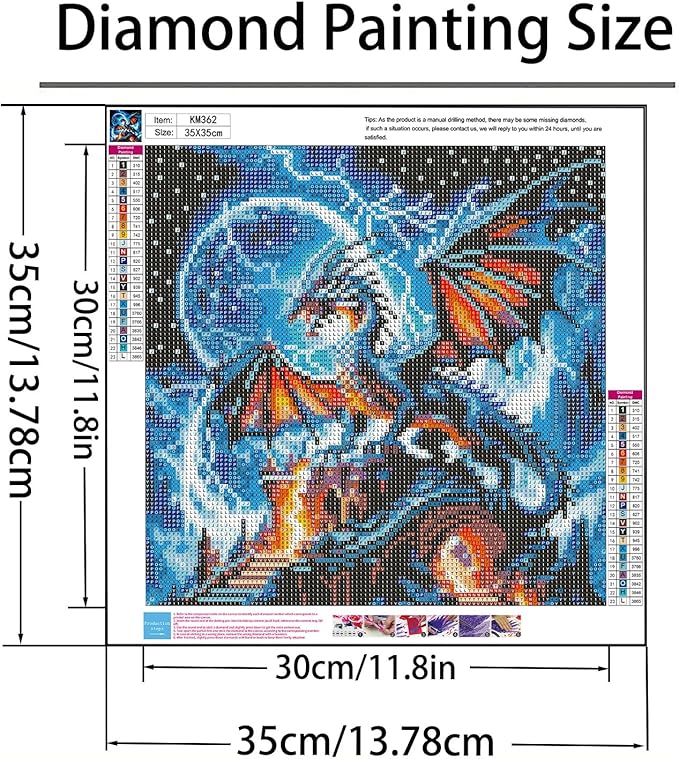 Diamond Paintings Kits for Beginners,Full Round Drill Dragon Diamond Arts Kits for Adults, Lightning Paint by Diamond,5D DIY Diamond Painting Dot Gem Art,for Home Wall Decor 13.8x13.8 Inch